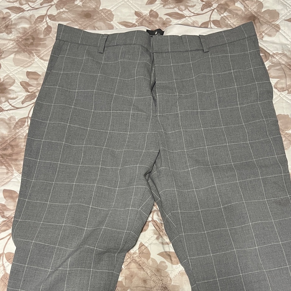 H&M Gray Windowpane Dress Pants